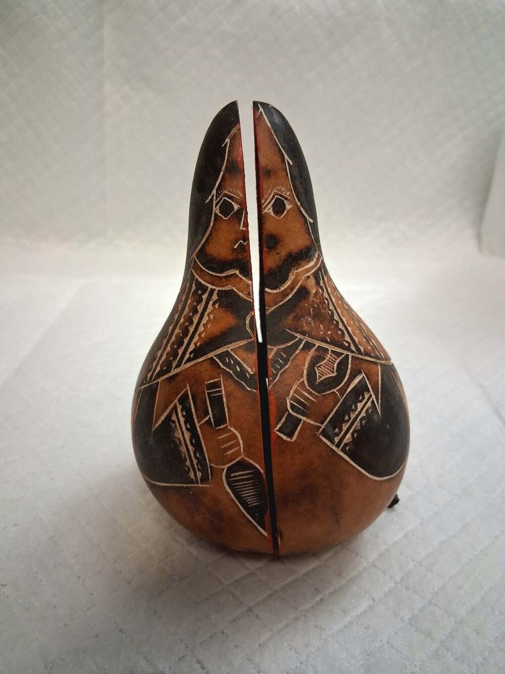 Handmade Peruvian Carved Gourd Nativity Scene Folk Art Figurine